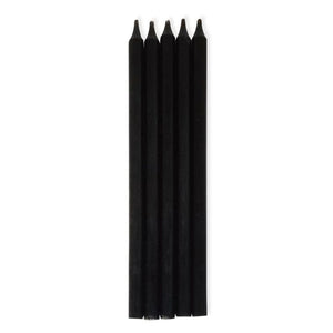 Decorations - Cake Decorations - Candles Matte Black Taper Candles 16cm 10pk