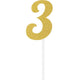 Decorations - Cake Decorations - Toppers & Banners 3 Gold Glittered Number Cake Topper Each