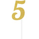 Decorations - Cake Decorations - Toppers & Banners 5 Gold Glittered Number Cake Topper Each