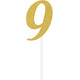 Decorations - Cake Decorations - Toppers & Banners 9 Gold Glittered Number Cake Topper Each