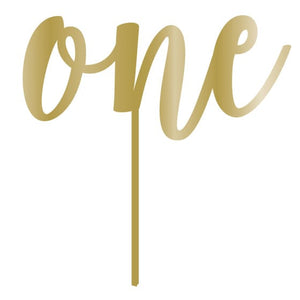 Decorations - Cake Decorations - Toppers & Banners Gold one Acrylic Cake Topper Pick Each