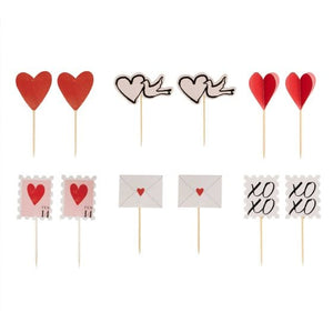 Decorations - Cake Decorations - Toppers & Banners Parisian Love Cupcake Toppers 12pk