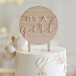 Decorations - Cake Decorations - Toppers & Banners Teddy Bear It's a Girl Cake Topper 17.8cm x 12cm Each