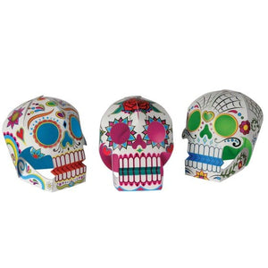 Decorations - Centerpiece & Confetti 3-D Day of the Dead Sugar Skull Centrepiece 13cm x 11cm 3pk