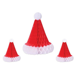 Decorations - Centerpiece & Confetti Honeycomb Santa Hats Centrepiece 3pk