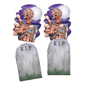 Decorations - Cutouts Jumbo Tombstone & Zombie Cutouts 62cm 2pk