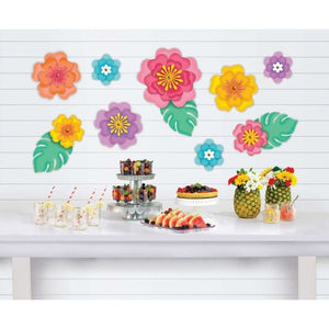 Decorations - Cutouts Summer Hibiscus Flowers Wall or Table Decorations 12pk