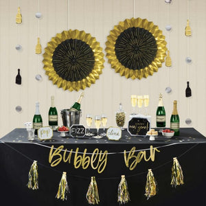 Decorations - Decorating Kit Black, Silver & Gold Happy New Year Bubbly Bar Decorating Kit