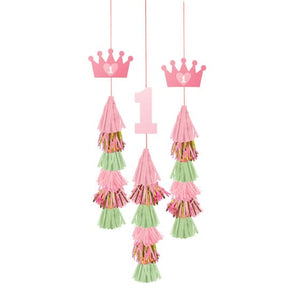 Decorations - Decorative Fans, Pom Poms & Lanterns 1st Birthday Girl Dangle Tassel Decorations 1.9m 3pk