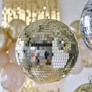 Decorations - Decorative Fans, Pom Poms & Lanterns Gold Party Gold Disco Ball Large 30cm Each