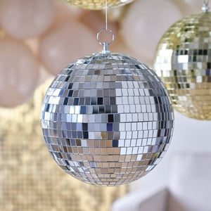 Decorations - Decorative Fans, Pom Poms & Lanterns Gold Party Silver Disco Ball Medium 20cm Each