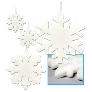 Decorations - Decorative Fans, Pom Poms & Lanterns Hanging Fluffy Snowflakes 4pk