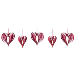 Decorations - Decorative Fans, Pom Poms & Lanterns Hearts Red & Pink Hanging Decorations 5pk