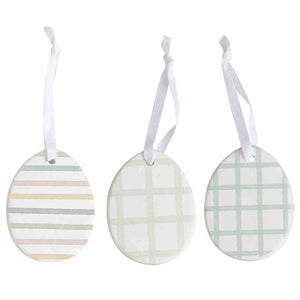 Decorations - Decorative Fans, Pom Poms & Lanterns Hop Hop Hooray Ceramic Hanging Egg Decorations 6cm x 4.6cm 3pk