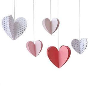 Decorations - Decorative Fans, Pom Poms & Lanterns Parisian Love Hanging Heart Decorations 5pk