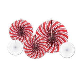 Decorations - Decorative Fans, Pom Poms & Lanterns Peppermint Paper Fans 5pk