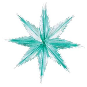 Decorations - Decorative Fans, Pom Poms & Lanterns Teal & Silver Hanging Snowflakes 29cm 2pk