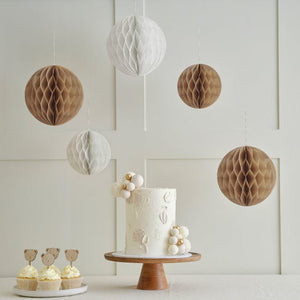 Decorations - Decorative Fans, Pom Poms & Lanterns Teddy Bear Honeycomb Decorations 5pk