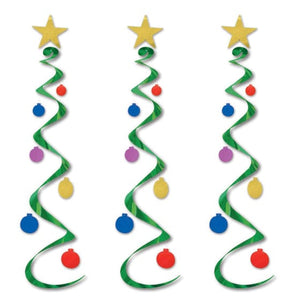 Decorations - Hanging Swirls Christmas Tree Whirls 76cm 3pk