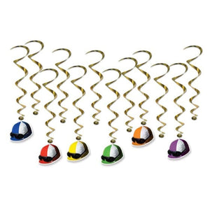 Decorations - Hanging Swirls Jockey Helmet Whirls 12pk
