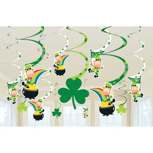 Decorations - Hanging Swirls St Patrick's Day Spiral Swirls Hanging Decorations 12pk