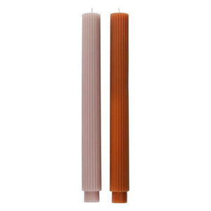 Decorations - Props Cosy Copper Christmas Ribbed Dinner Candles 27cm 2pk