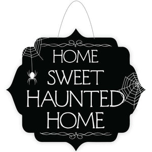 Decorations - Props Home Sweet Haunted Home Hanging Door Sign 30cm x 26cm Each