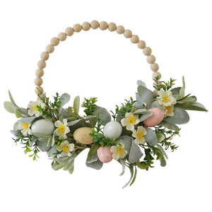 Decorations - Props Hop Hop Hooray Wooden Bead and Foliage Wreath FSC 40cm x 40cm x 1cm Each