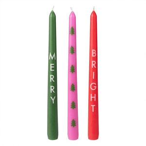 Decorations - Props Merry & Bright Dinner Candles 24cm 3pk