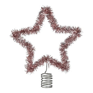 Decorations - Props Merry & Bright Pink Tinsel Christmas Star Tree Topper 20cm x 20cm Each