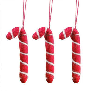 Decorations - Props Merry Little Christmas Felt Candy Cane Decorations 8cm x 4cm 3pk