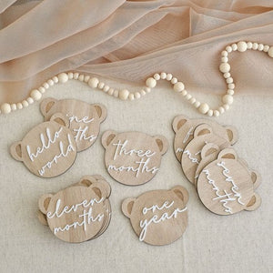 Decorations - Props Teddy Bear Baby Milestone Signs 8.1cm x 10cm 13pk