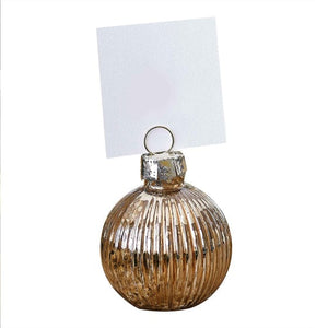 Decorations - Props Velvet Luxe Gold Ribbed Glass Bauble Table Place Card Holder 4cm 4pk