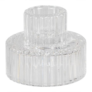 Decorations - Props White Christmas Clear Glass Candle Holders 6.5cm x 5cm 2pk