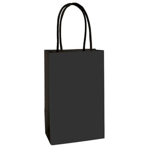 Games & Favors - Favor Boxes, Treat & Loot Bags Jet Black Paper Kraft Bag FSC 21cm x 13cm x 8cm 8pk