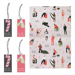 Games & Favors - Favor Boxes, Treat & Loot Bags Merry & Bright Santa Baby Gift Wrapping Paper FSC 50cm x 70cm Each