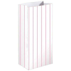 Games & Favors - Favor Boxes, Treat & Loot Bags New Pink Stripe Paper Treat Bags FSC 13cm x 25cm x 7.5cm 8pk