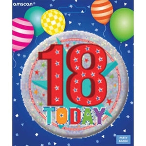 Games & Favors - Favors, Activity Kit & Stickers Happy 18th Birthdy Large Badge 6cm Each