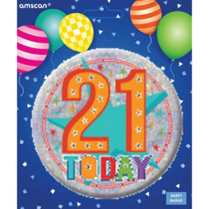 Games & Favors - Favors, Activity Kit & Stickers Happy 21st Birthdy Large Badge 6cm Each