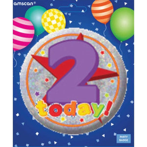 Games & Favors - Favors, Activity Kit & Stickers Happy 2nd Birthday Badge 6cm Each