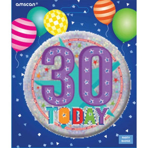 Games & Favors - Favors, Activity Kit & Stickers Happy 30th Birthdy Large Badge 6cm Each