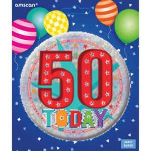 Games & Favors - Favors, Activity Kit & Stickers Happy 50th Birthdy Large Badge 6cm Each