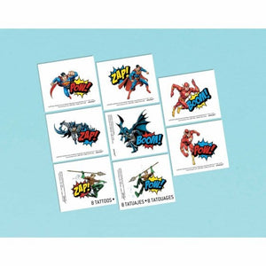 Games & Favors - Favors, Activity Kit & Stickers Justice League Heroes Unite Tattoo Favors 8pk