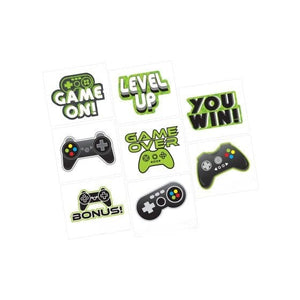 Games & Favors - Favors, Activity Kit & Stickers Level Up Gaming Tattoo Favors 8pk