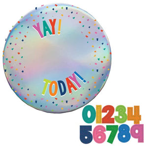 Games & Favors - Favors, Activity Kit & Stickers Multi-Coloured Badge Add-An-Age Yay! Today! 15cm 12pk