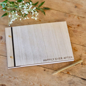 Games & Favors - Favors, Activity Kit & Stickers Rustic Romance Wooden Guest Book 18cm x 26cm Each