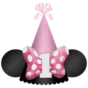 Games & Favors - Party Hat & Mask Minnie Mouse Forever Deluxe 1st Birthday Cone Hat 17cm Each