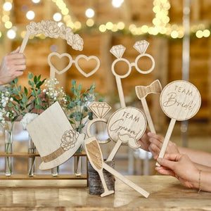 Games & Favors - Photo Props & Fun Signs Rustic Romance Wedding Photo Booth Props 10pk