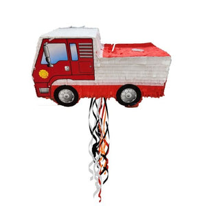 Games & Favors - Pinatas & Party Game Fire Engine 3D Shape Pull String Pinata FSC Each