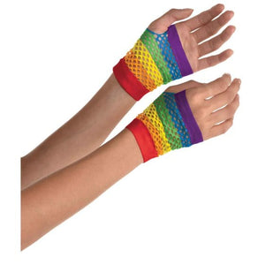 Gloves - Short Gloves Rainbow Fishnet Short Gloves